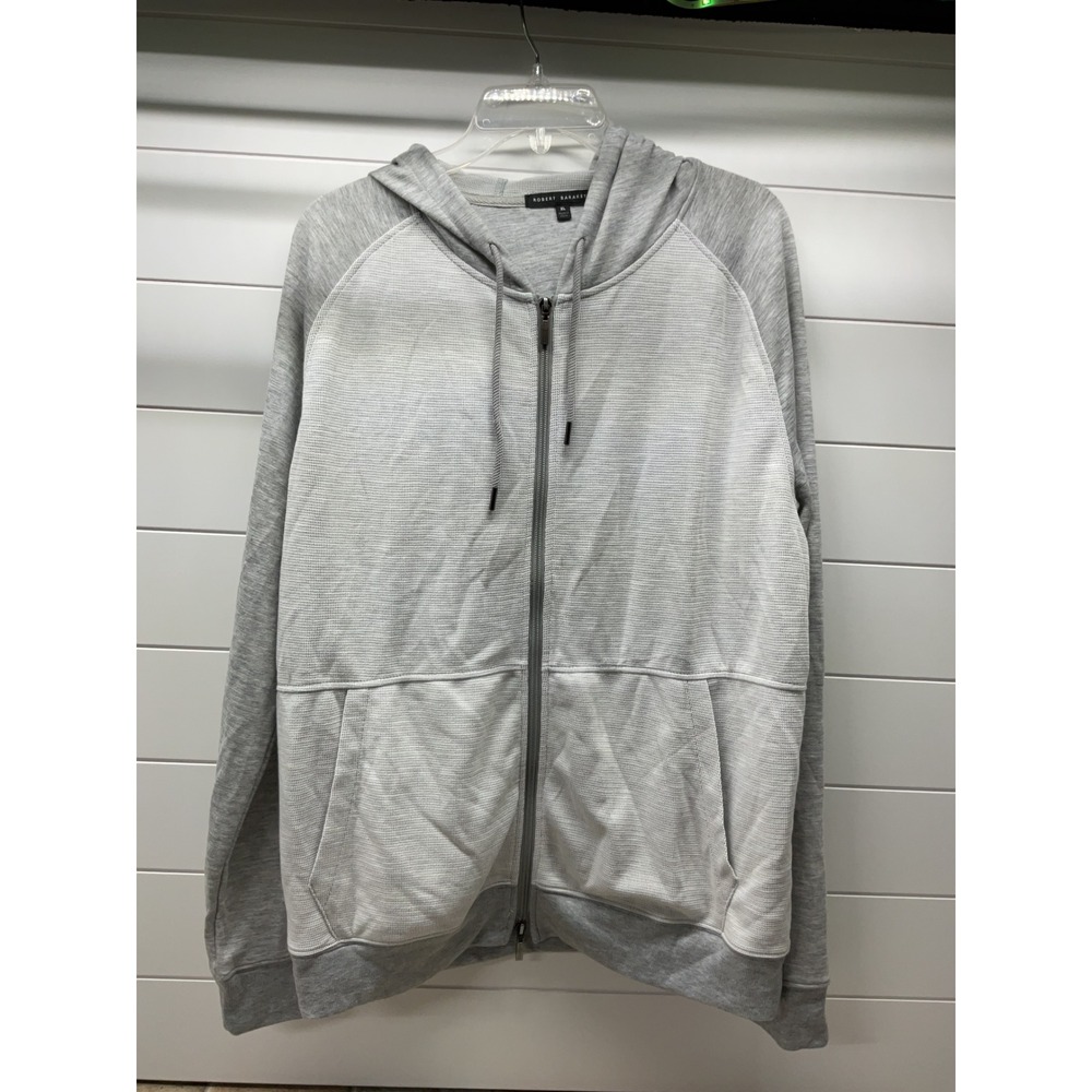 Robert Barakett Tiller LS Full Zip Hood Mens XL Grey Textured Hoodie RB31038
